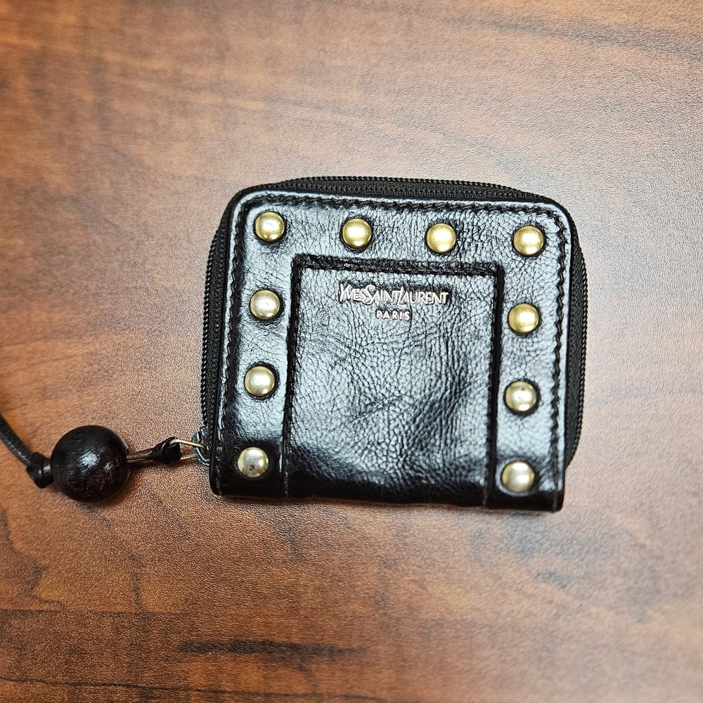 Yves Saint‎ Laurent Tom Ford Mombasa Studded Leather Coin Case Brown